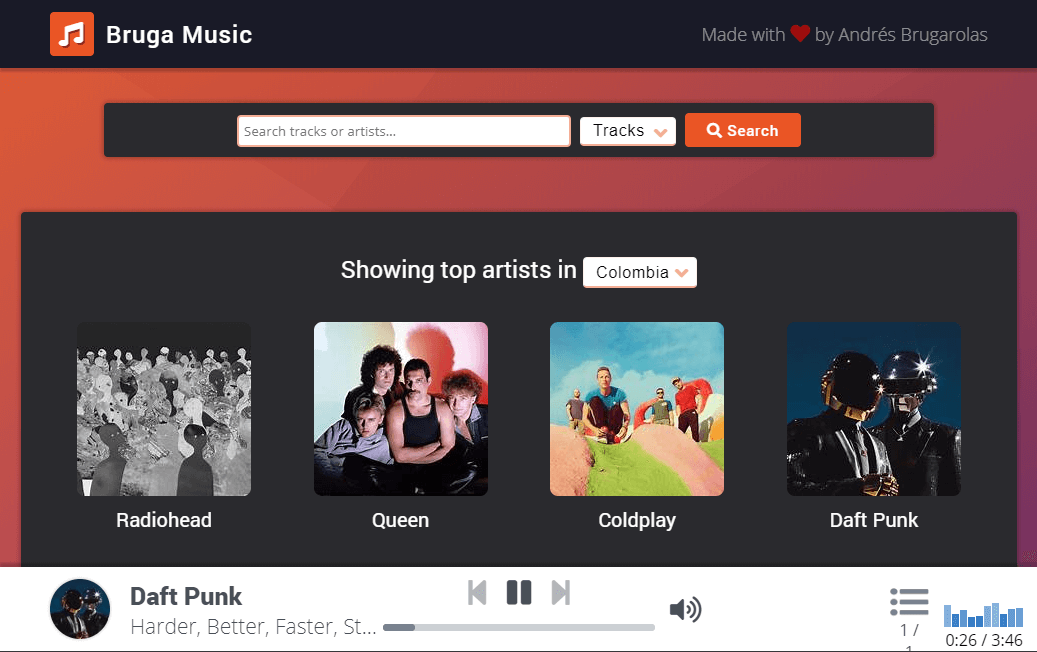 Vue Music Players - Bruga Music